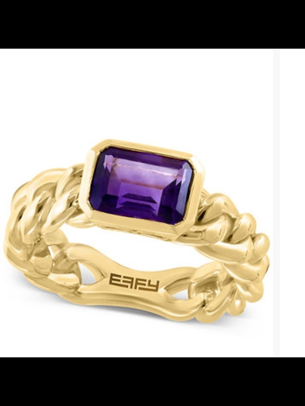 Effy Gold Chain Ring with Purple Emerald-Cut Stone